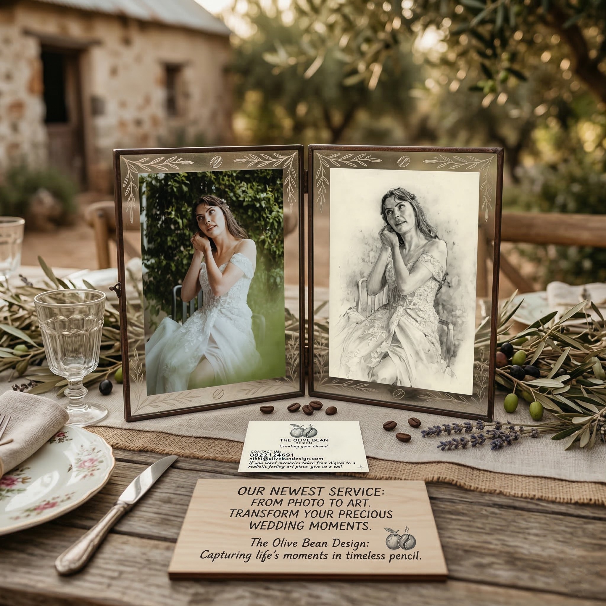 Wedding photograph transformed into a beautiful pencil art piece โ a timeless keepsake capturing the couple's most special moment
